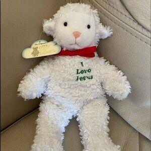 Y2K The Original Holy Bears I Love Jesus Holy Lamb 2001. White with red bow